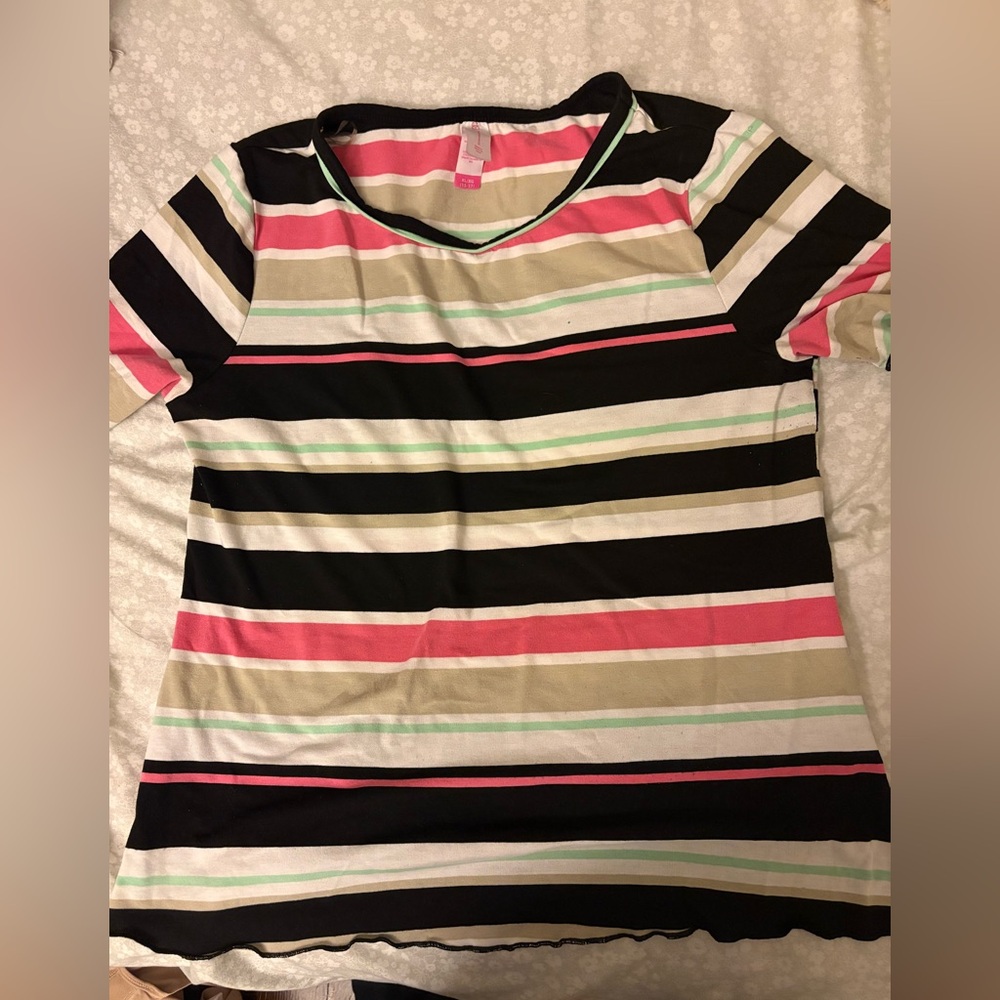 No Boundaries Pink and Tan Striped Top